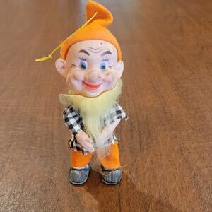 Vintage Elf  Dwarf Gnome  Rubber Face Doll Christmas Ornament figurine 6"
